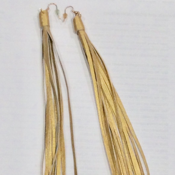 Jewelry - Gold leather tassels 8”  earrings new